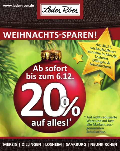 Weihnachtssparen bei Leder Röer